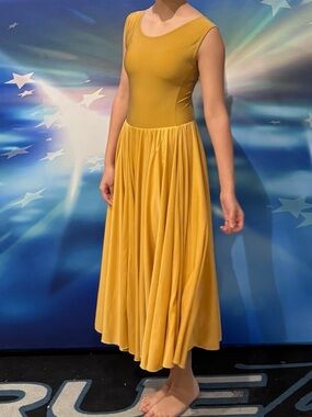 Women's Mustard Yellow Midi Skirt Dance Costume